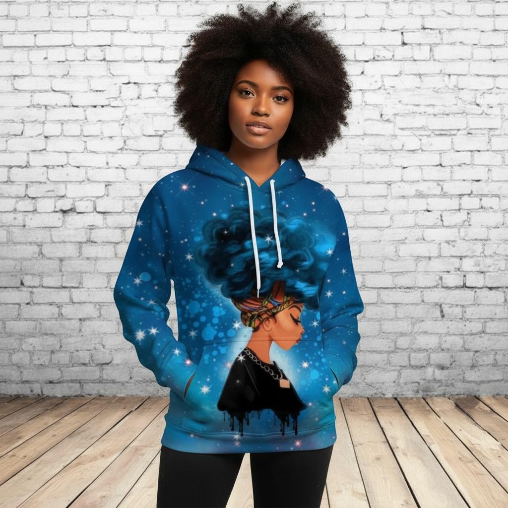 Womens Blue Fro Hoodie